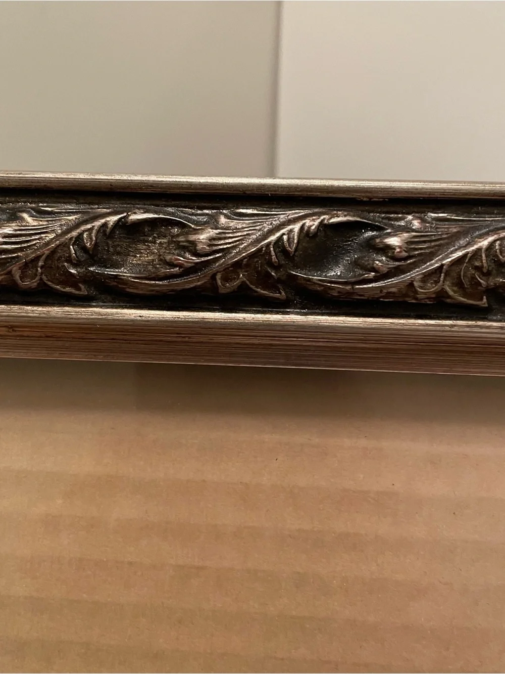 8x10 Ornate Wood Photo Frame Burnished Silver Tone Wall Or Tabletop